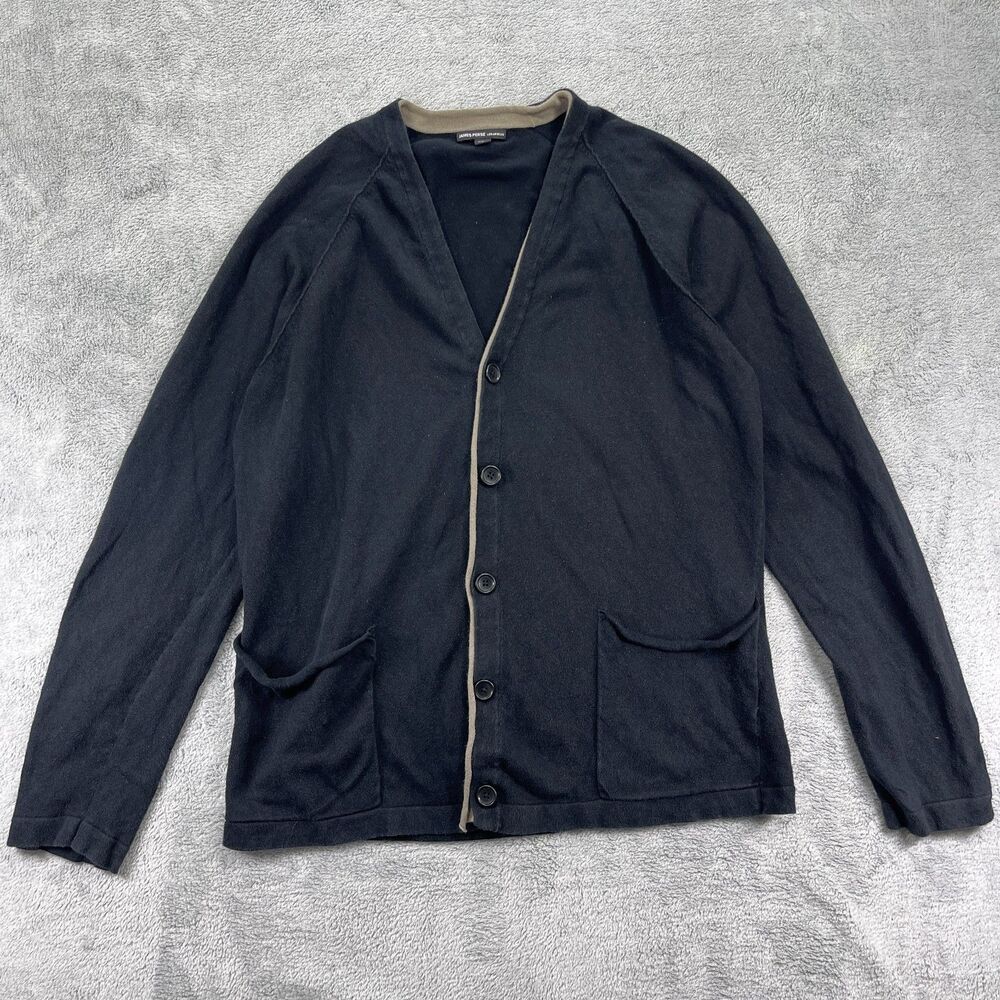 James Perse Los Angeles Cardigan Sweater Womens 3 Black Long Sleeve Button Front
